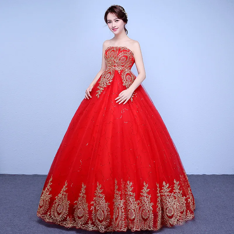red strapless wedding dresses Red Strapless Tight Long Dress With Gathering At The Sides