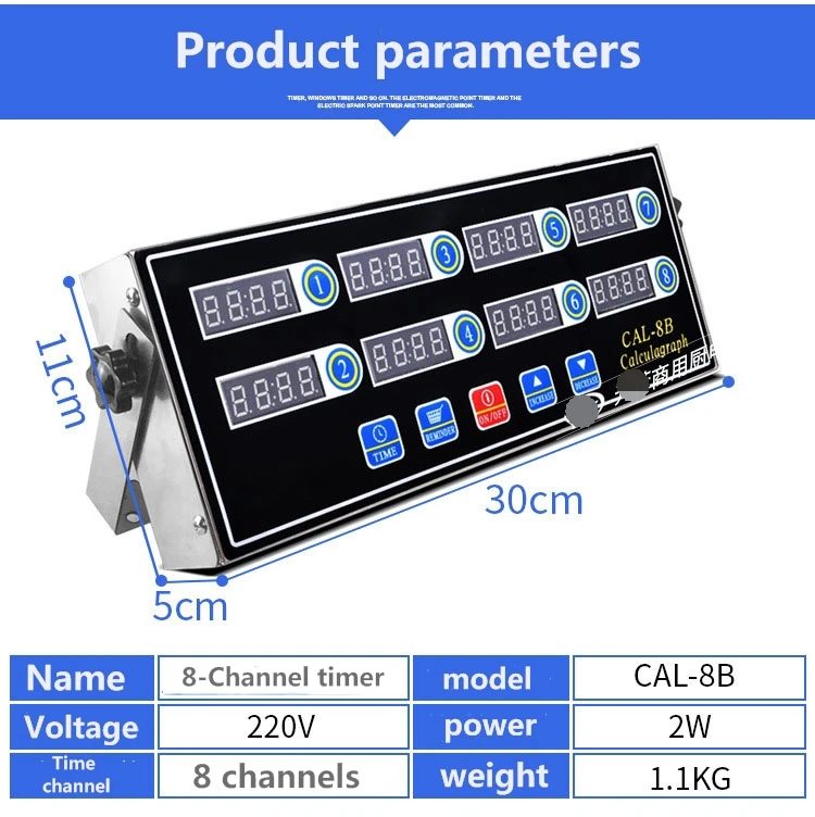 Commercial Kitchen Timer 8-channel Automatic 8-stage Timing Reminder Frying  Basket Shaking Timer