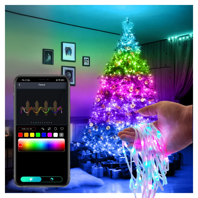 APP Remote Control LED  Christmas Tree Lamp Decoration USB Plu IP65waterproof Outdoor Indoor RGB Dreamcolor  Holiday fairy Light