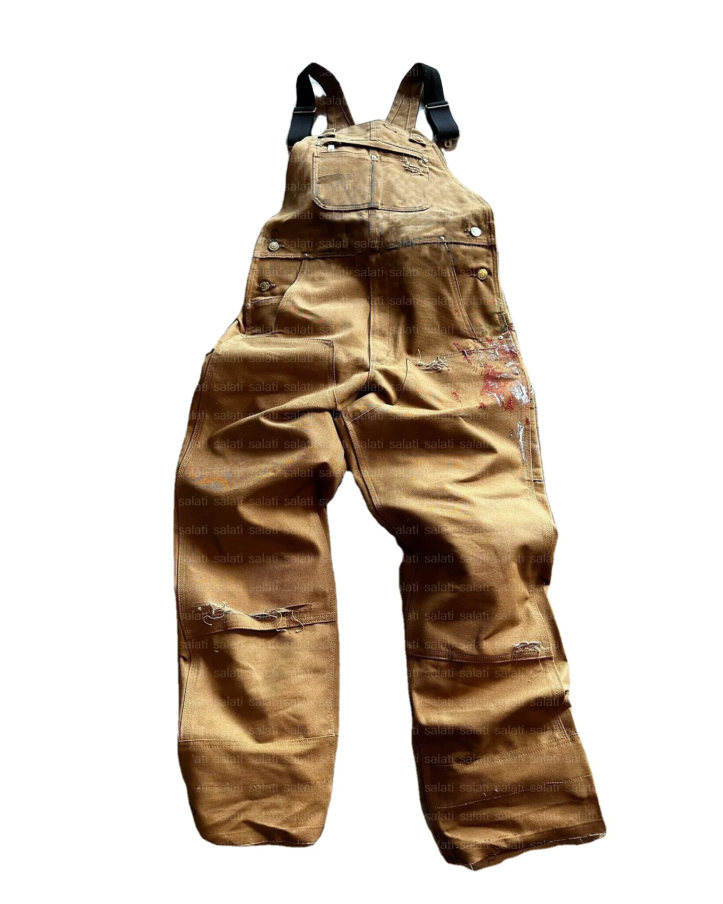 Custom Boy Denim Jean Trouser Baggy Jumpsuit Cotton Duck Canvas Straight Leg Cargo Workwear Overalls Work Pant for Men