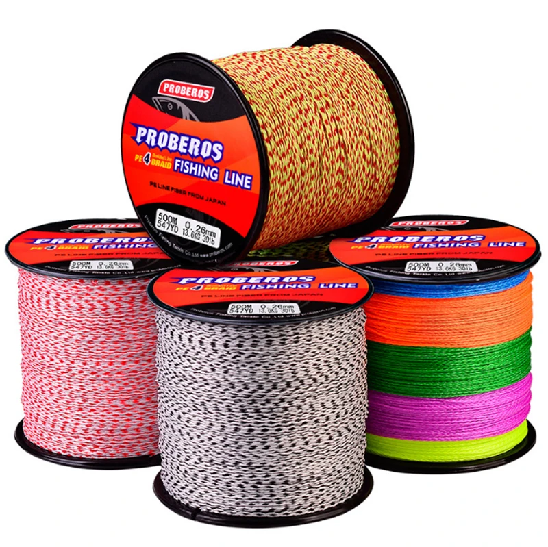 2 Pcs 500 M 30 LB 0.26Mm Fishing Line Strength PE Braided 4