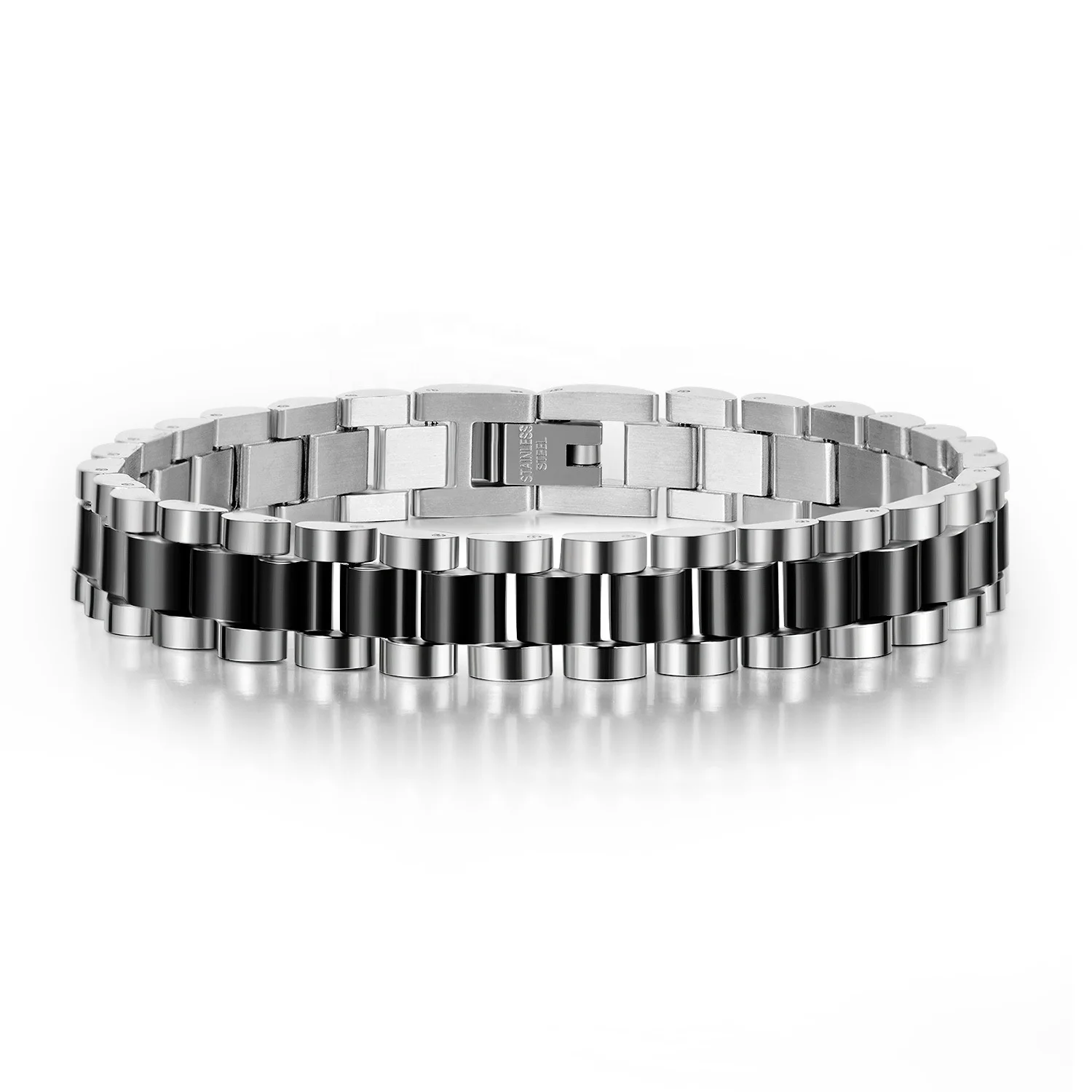 High Quality Stainless Steel Mens Jewelry Silver Black Gold Link