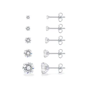 14K Gold Plated Stainless Steel SiC Trendy Stud Earrings Set for Women Hypoallergenic for Daily Wear and Gifts