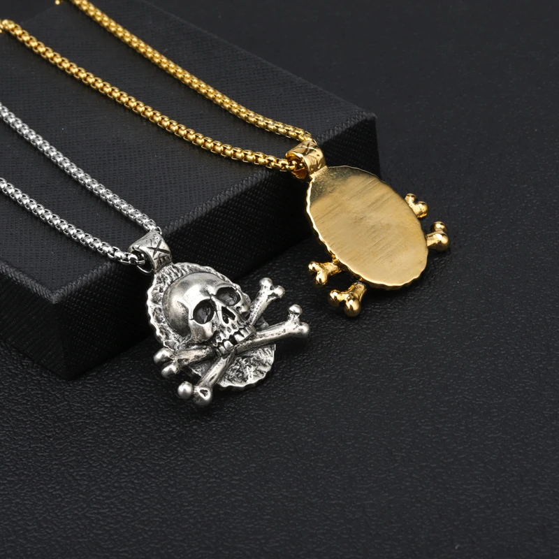 Stainless Steel Jewelry Pirates of the Caribbean Captain Jack Sparrow Punk  Skull Pendants Necklaces