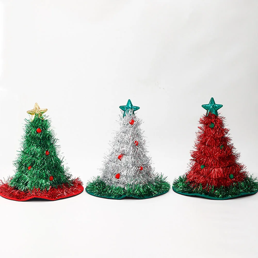 High-Quality European Style Christmas Tree Festival Goods Decorations Ornaments Present Headwear Green Cap Hat