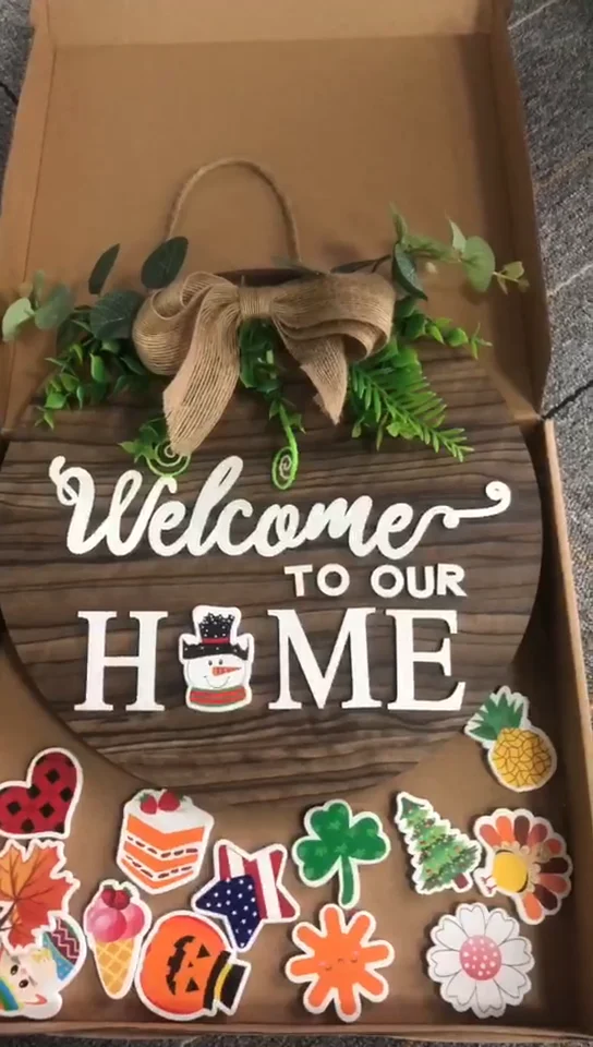 2021 Interchangeable Sign For Front Wreath Wood Door Decor