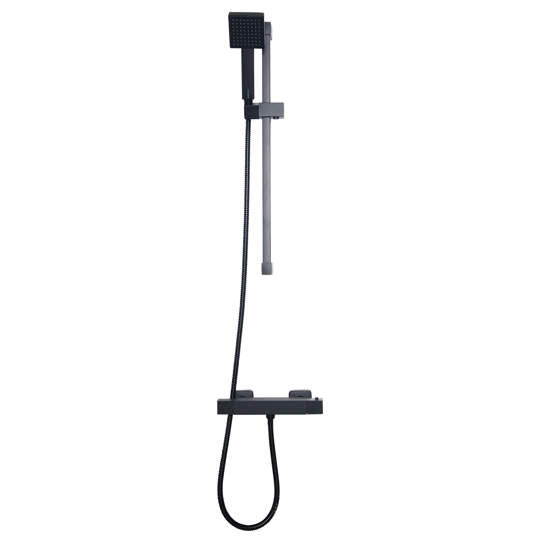 Modern Brass Square Single Function Bar Valve Shower  System - Black