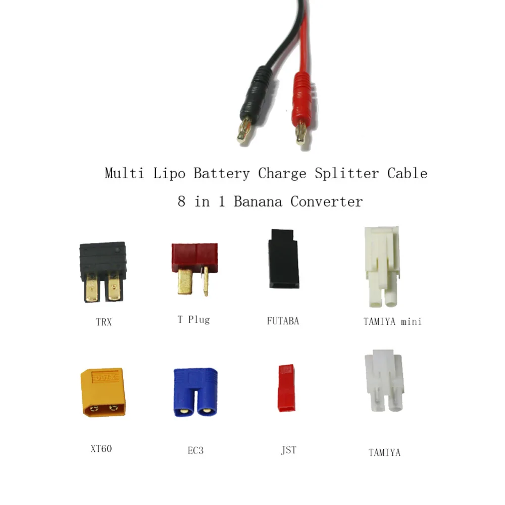 Набор зарядных кабелей 8 в 1 для зарядного устройства IMAX B6, запасные части для аккумуляторов Lipo, многозарядный штекер, преобразователь, кабельная линия для радиоуправляемых игрушек