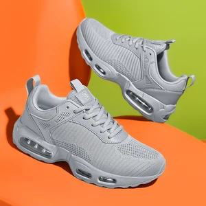 Men's Casual Sports Shoes High Quality Air Cushion Flying Woven Wear-Resistant Lace-Up Height Increasing Cross-Border High-Trend
