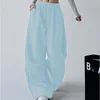 Pantaloni dritti azzurro chiaro con cordoncino