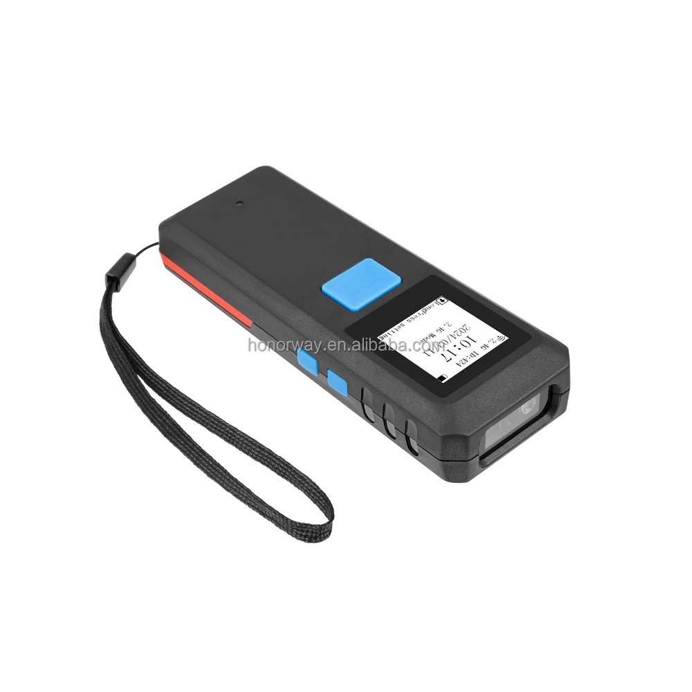 Blue Tooth 2.4GHz Wireless 1D 2D Portable Mini Barcode Scanner with Display and Memory