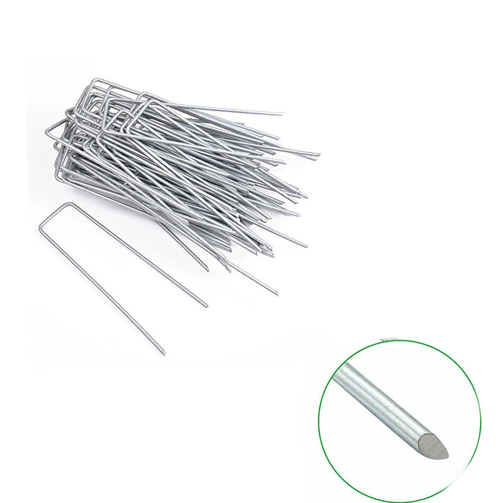 6 дюймов садовые столбы оцинкованная пейзаж скобы, U-тип скобы для травы для искусственную траву, штифты ставки