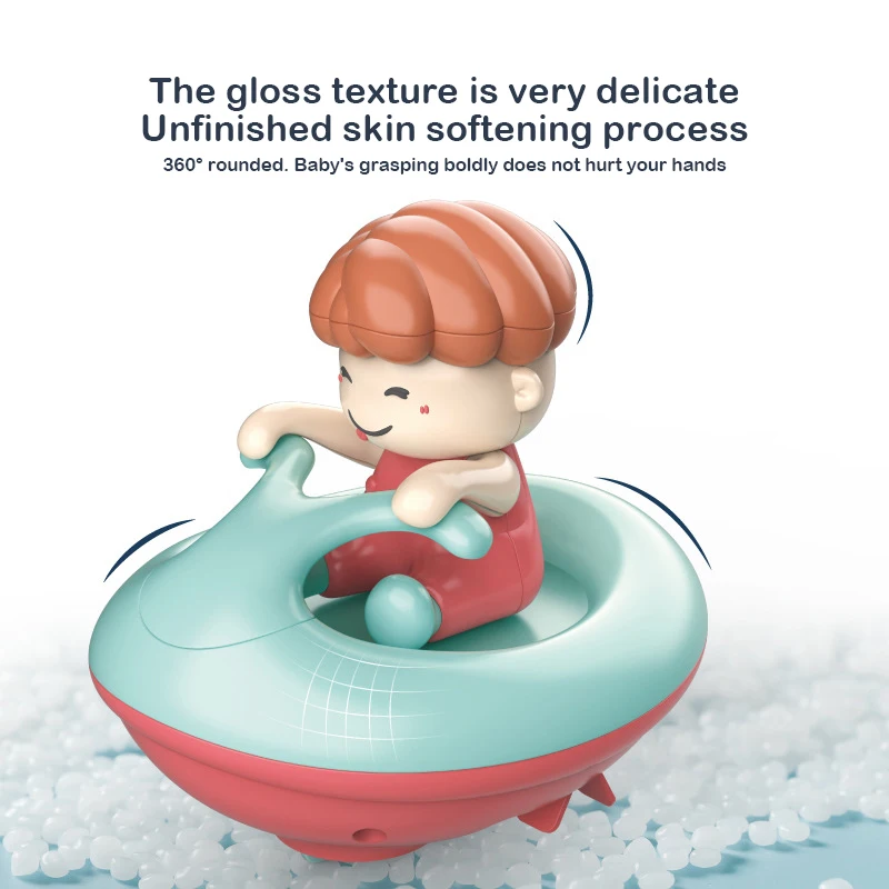 Симпатичная мультяшная пластиковая скоростная лодка для ванной, игровая игрушка, заводная Кукла для мальчиков, яхта, игрушка для купания в воде для малышей