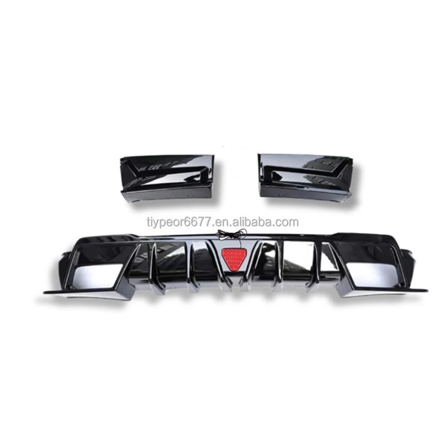 product tiypeor rear bumper diffuser fits for honda cr v  2021   2022 crv gloss black with led 3pcs rear lip spoiler rear valance-8