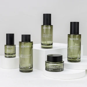 Luxury Eco-friendly 30ml 40ml 100ml Thick Bottom Glass Bottle 1oz Skincare Cream Lotion Glass Bottle With Matte Black Pump