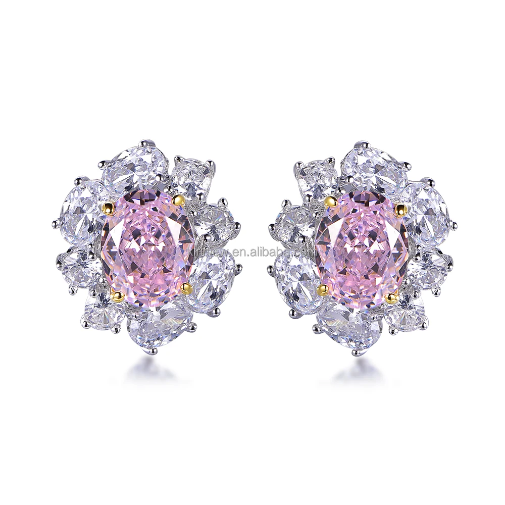 Amazon Hot Selling 925 Sterling Silver Amethyst Earrings Stud Stone Earrings Fashion Designer Earrings Popular Brands