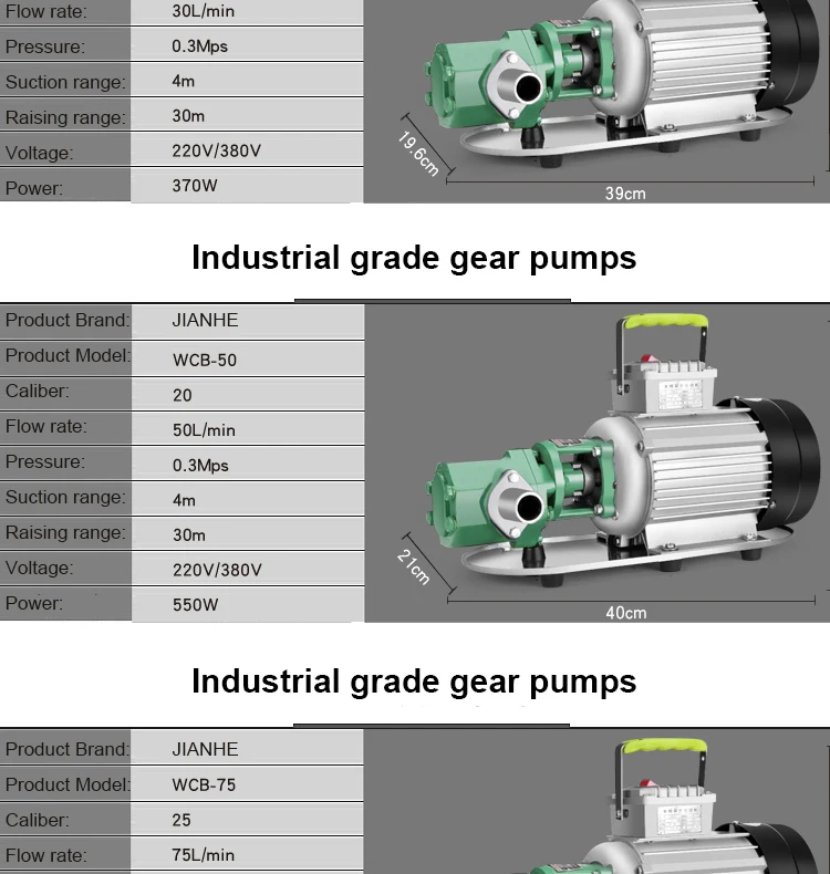 Wcb Gear Oil Pumps Stainless Steel Automatic Oil Suction Gear Pump