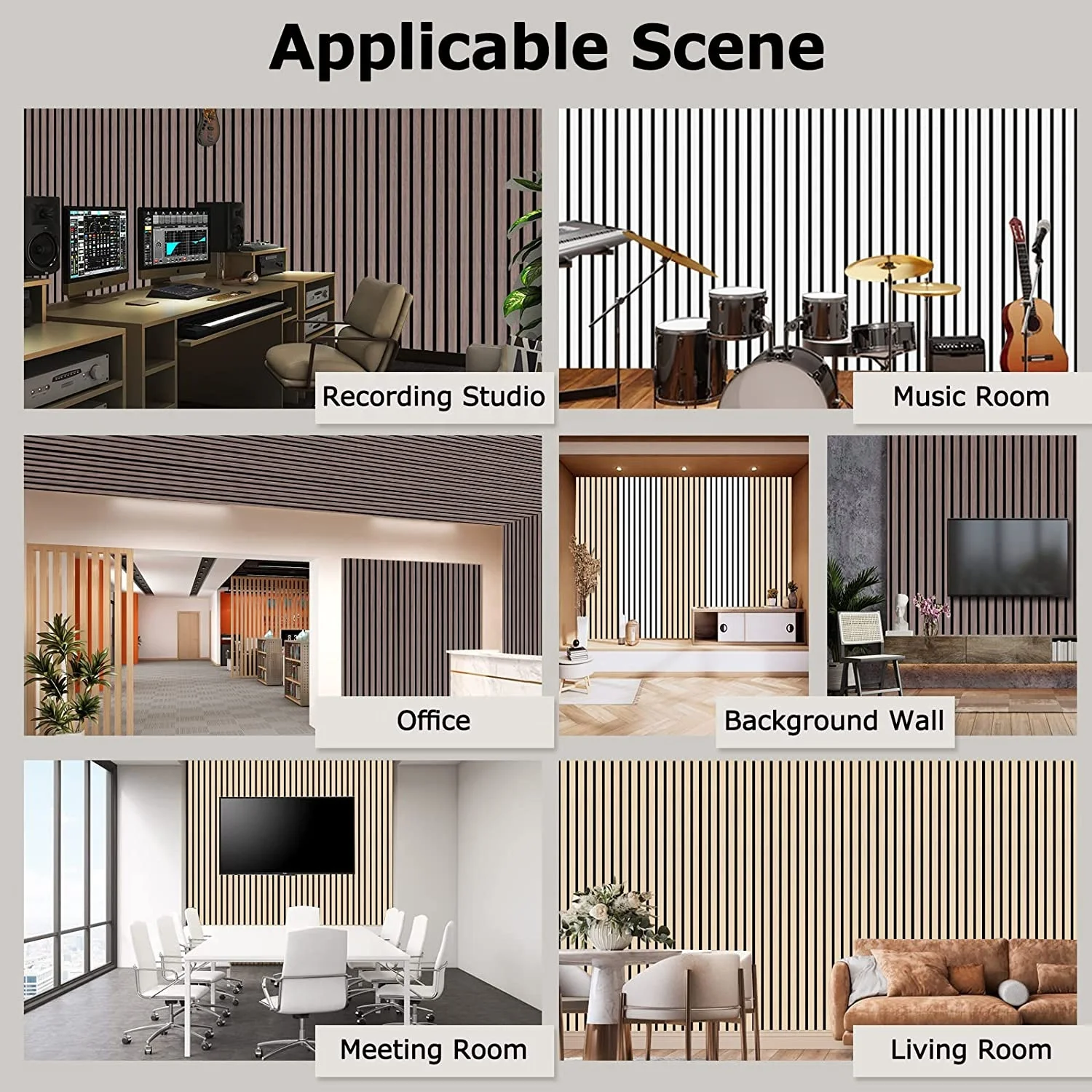 Enhanced Acoustic Design Wood Slat Wall Panel Walnut Veneer Walnut Slat ...