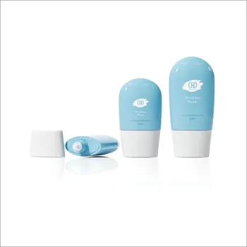 Luxury Blue Plastic Sunscreen Bottle 30ml 50ml Empty Sunscreen Cream Lotion Pump Bottle Packaging with White Cap