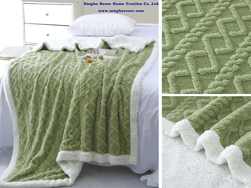 3D Jacquard Lattice Reversible Sherpa Throw Blanket Super Soft Cozy Fleece Lightweight Warm Thick Plush Fuzzy Fluffy Modern