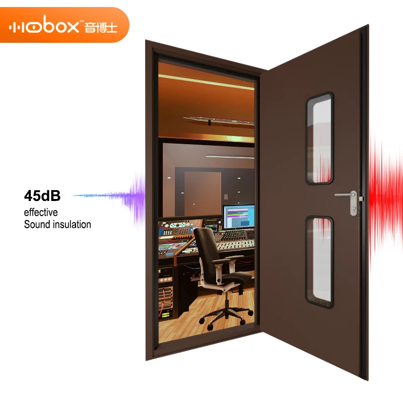 Newest Design Low Price Customizable Dark Indoor Metal Entry Door  Window Soundproof Door for Laboratory Hospital Music School