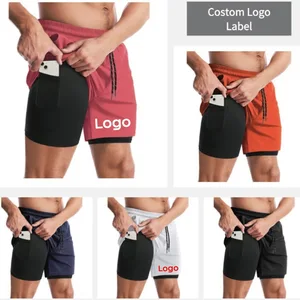 Custom Logo Print Men's Fashion Trendy Running Shorts High Quality Drawstring Sports Casual Outdoor Loose Double-Layer Gym Pants