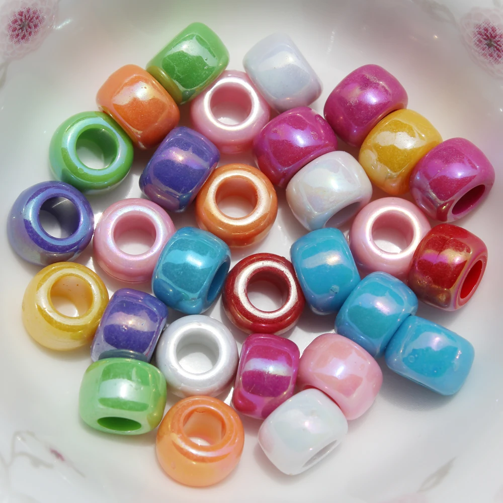 High Quality Acrylic Plastic Pony Beads Colorful Hair Beads 6x9mm For ...