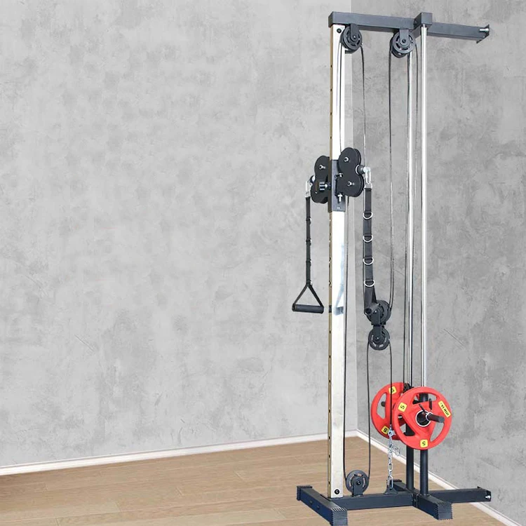 Home Fitness Adjustable Dual Pulley System - Wall Mount Cable Station ...