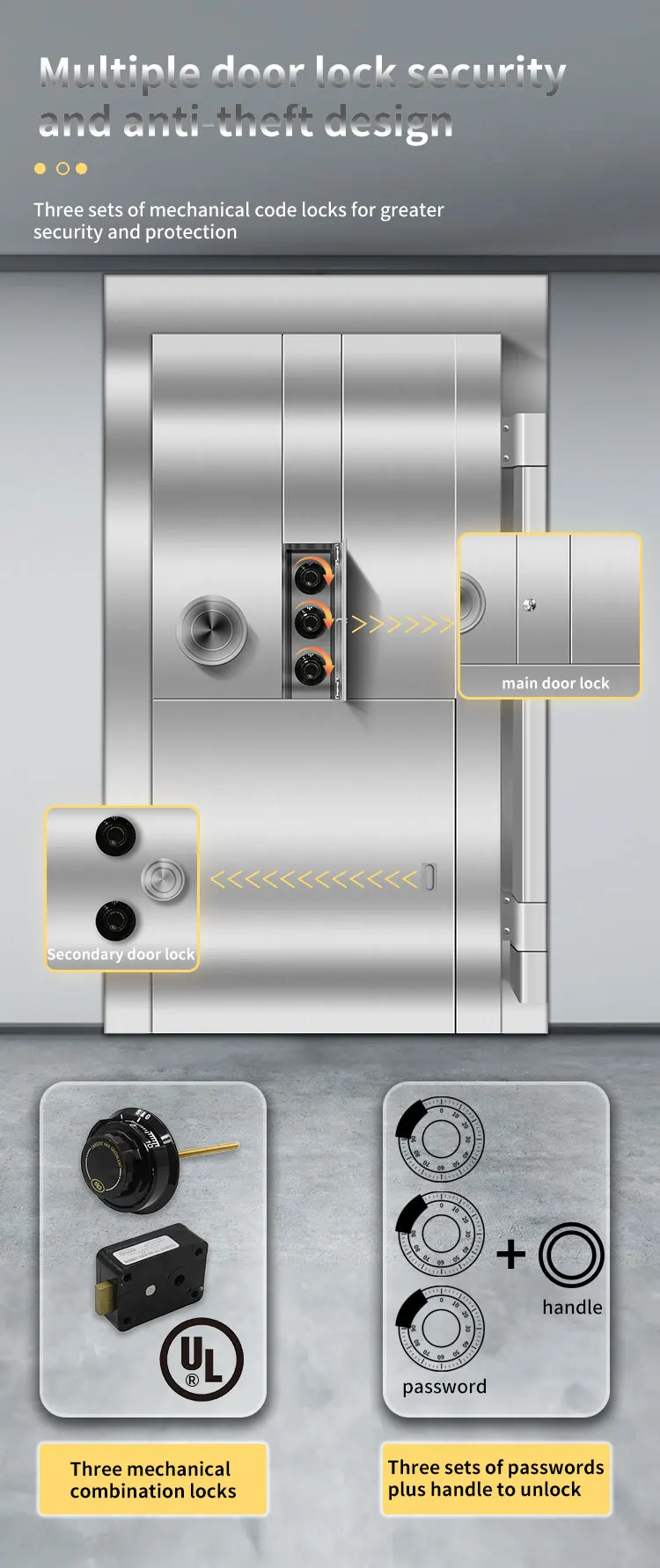 CEQSAFE OEM/ODM Money Vault Safe Security Door Solid Steel Customize Stainless Steel Bank Vault Doors manufacture