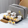 Juego de té de viaje Suet Jade - Bolso de cuero gris