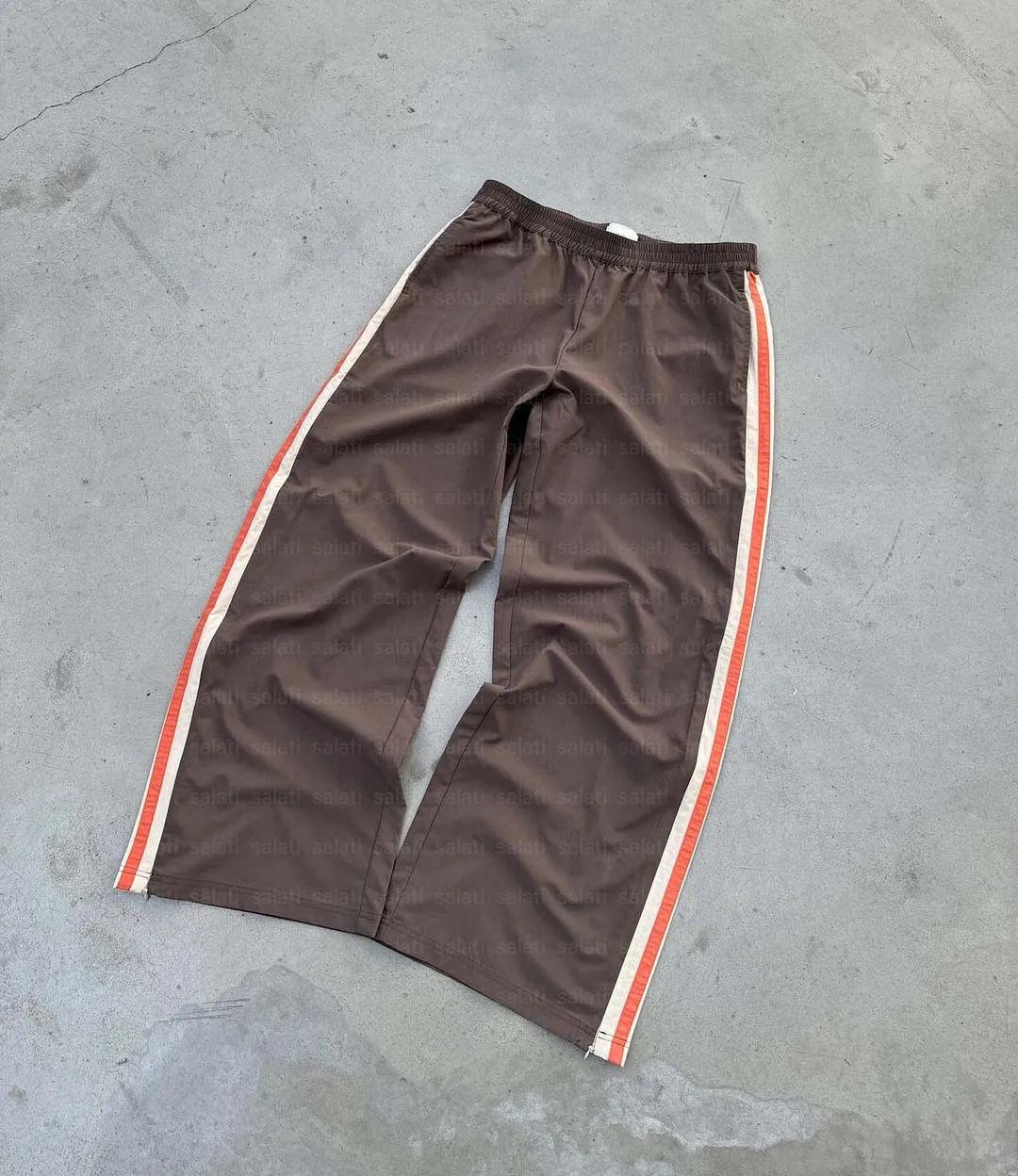 Salati Custom Stripe Oversized Loose Wide Leg Polyester Nylon Track Jogging Pent Windbreaker Parachute Trackpants Baggy Men Pant gallery 2