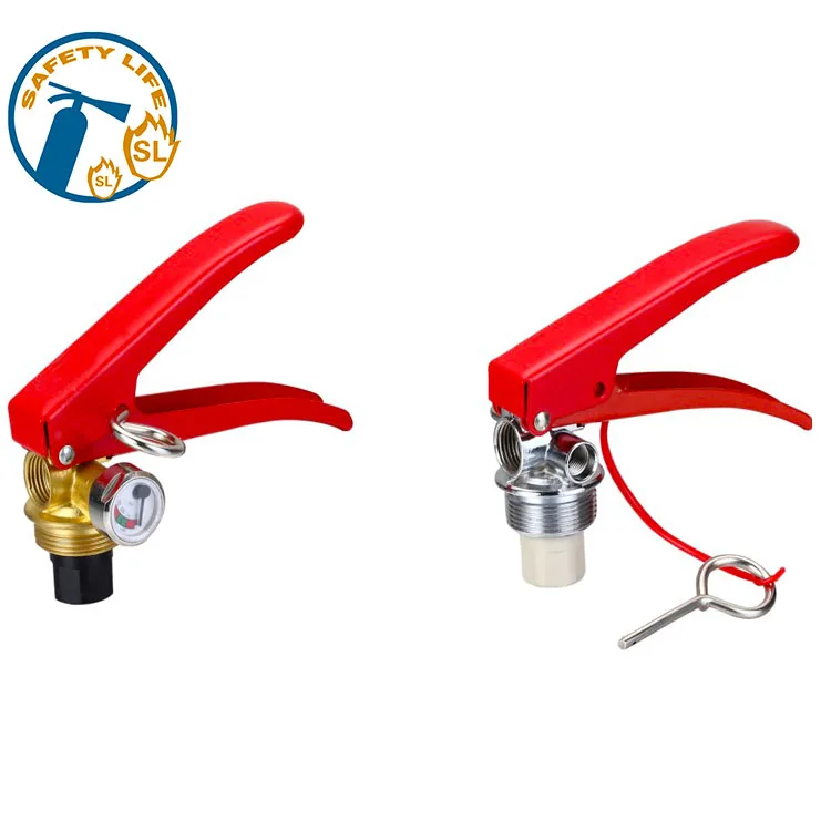 Red Handle Fire Extinguisher Head Landing Valve 212 g in Red and Black Painting Brass Material Chromed Valve