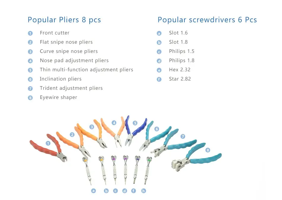 China Factory Wholesale Optical Equipments Hand Tools Eyeglasses Screw Driver Set