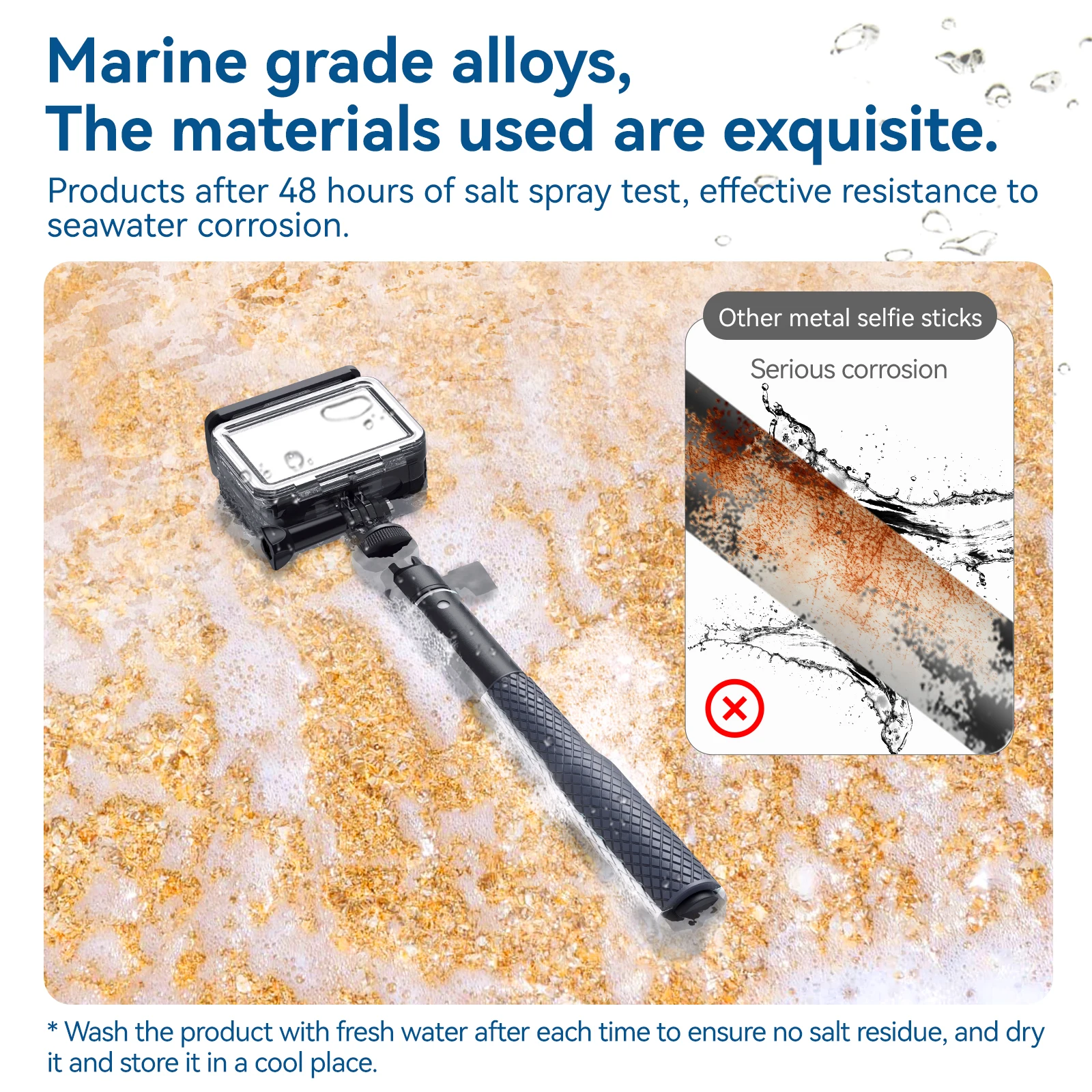 Telesin Selfie Stick Waterproof Durable Action Camera Holder