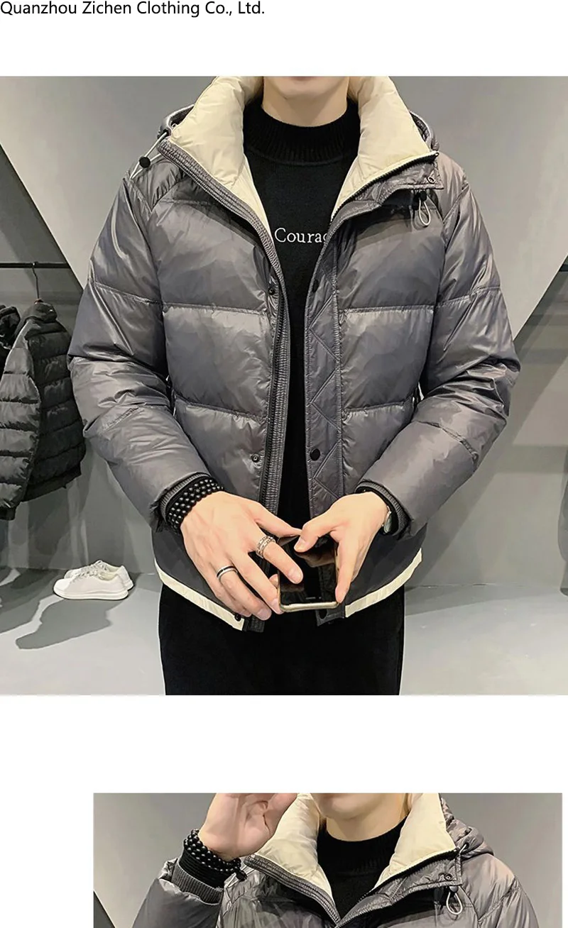 2024 Men's Winter New Light Thin White Duck Coats Male Warm Puffer Hooded Jackets Men Solid Color Down Outerwear H398_voghion.com