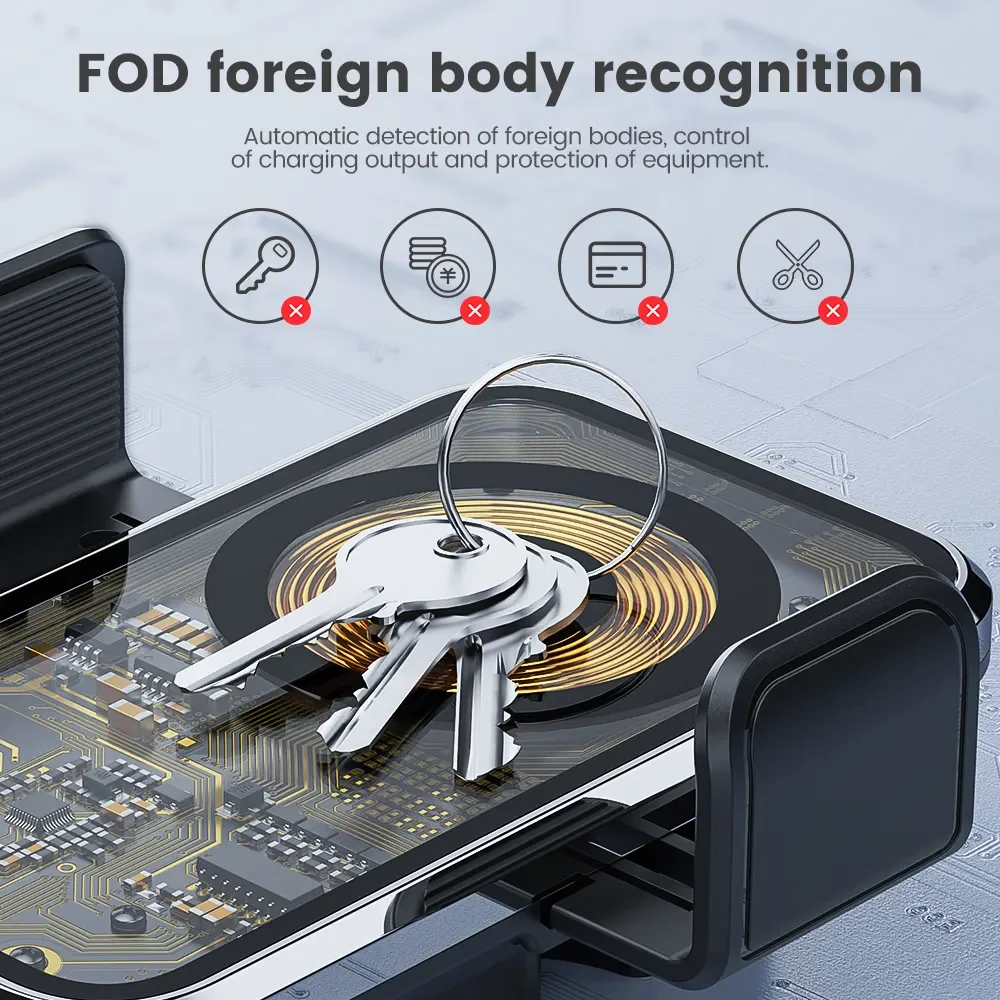 Cyber Punk Smart Touch Sensor Automatic Clamp 15W Fast Charger Transparent Car Air Vent Phone Mount Clip Holder Wireless Charger