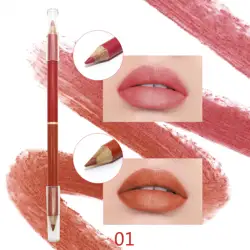 Лидер продаж двухсторонний карандаш для губ с логотипом на заказ Розовый матовый роскошный Водостойкий веганов частная торговая марка оптовая