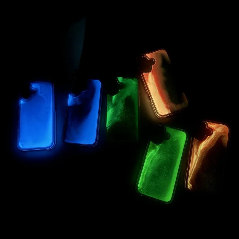In Stock Liquid Neon Flowing for iPhone Case Glow in the Dark Luminous Quicksand Phone Case for iPhone 16 15 14 13 12 11 Pro Max