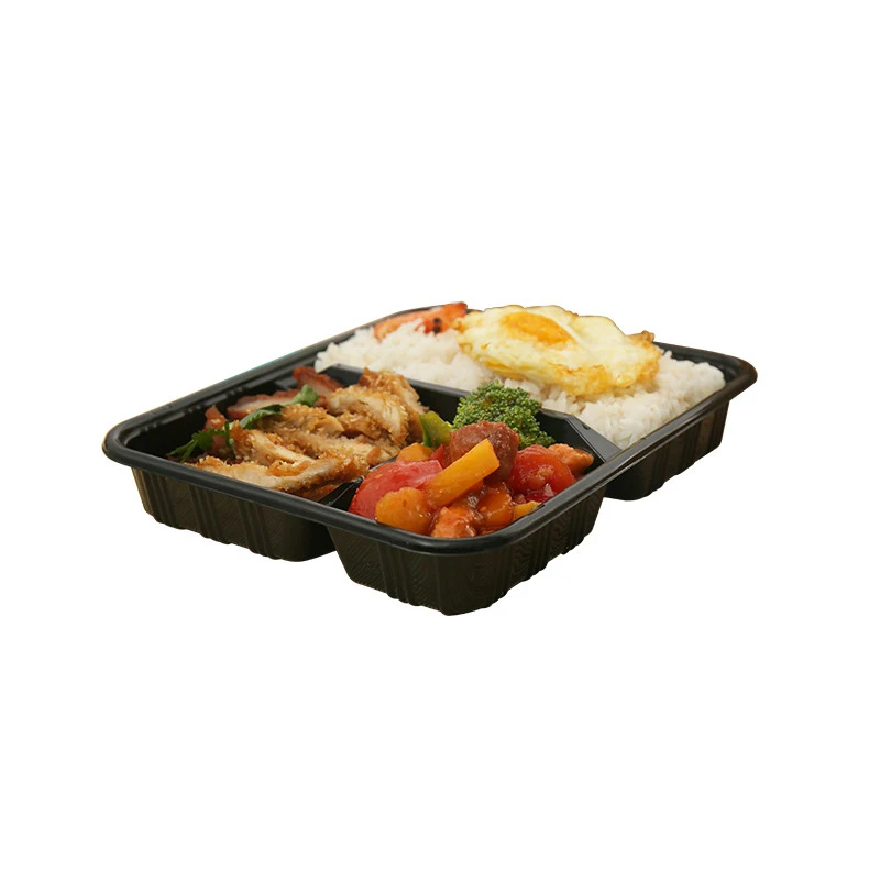 3 Compartment Rectangular Plastic Disposable Microwaveable Food Container Lids Freezer Safe Lunch Box Sushi Storage Take Away
