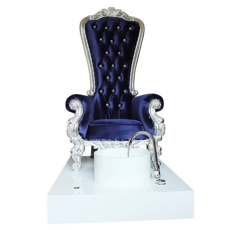 Special Design Dark Blue Nail Salon Throne Chairs Set king Throne Pedicure Chair for Salon