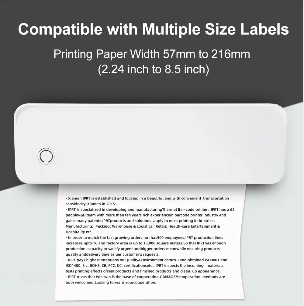 Wireless Printer Specification Wireless Wifi Thermal Portable Printer A4 for Android & Ios