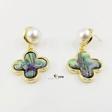 Pearl and four-leaved clover latest fashion earrings  fashion jewelry earrings women's earrings