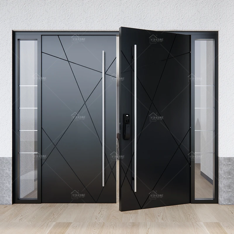 European High Standard Modern Front Double Door Designs Aluminum Exterior Double Entry Doors Front Entrance Double Door