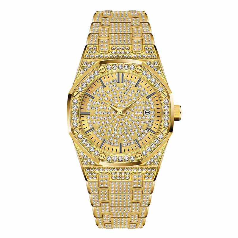 Wholesale Ice out hip hop watch gold silver rock rap full bling