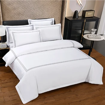 OEM/ODM 100% Cotton Sateen Fabric 60S Embroidery/Jacquard Bed Sheets King Size Hotel Bedding Sets