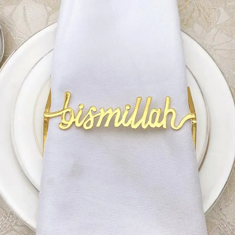 18 Ronds De Serviette Dorés Avec Motif Bismillah – Anneaux Métal Pour Mariage, Ramadan, Banquet – Décoration De Table élégante - 14