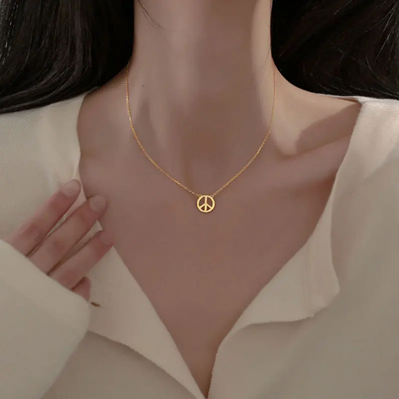 S925 Gold /silver Love And Peace Sign 
