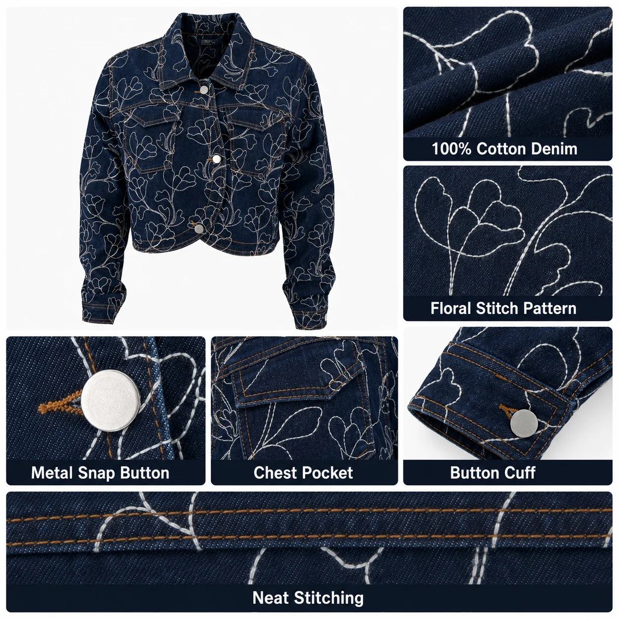 Custom Top Quality Luxury Laser Printing 100% Cotton Jean Denim Jacket