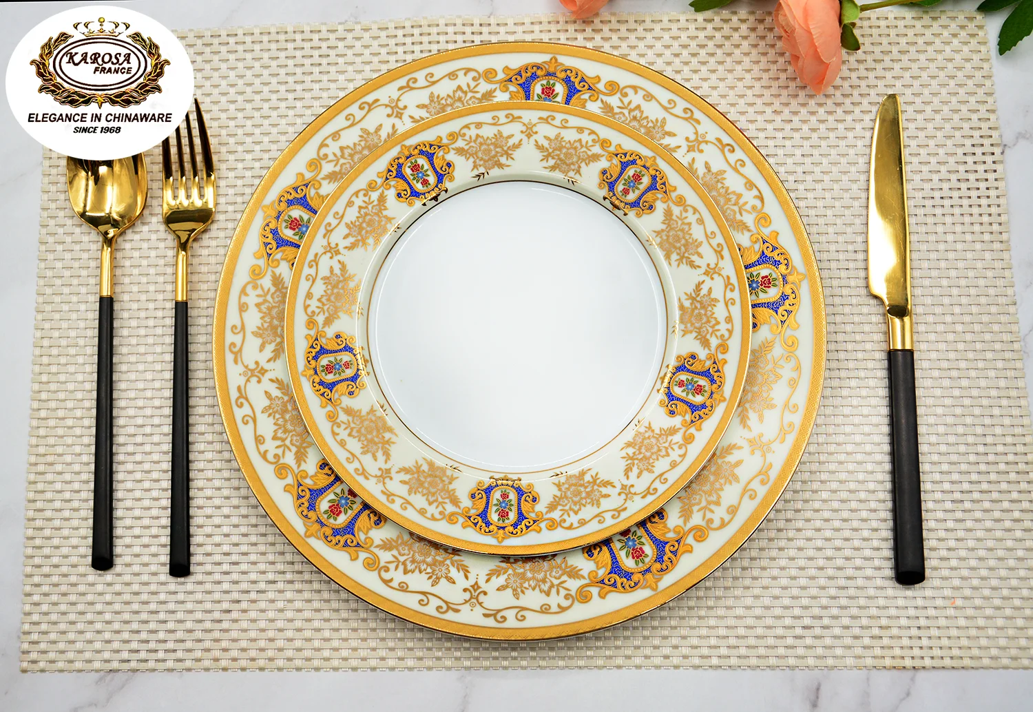 Wholesale High End 69pcs Fine Royal Porcelain Dinnerware Luxury