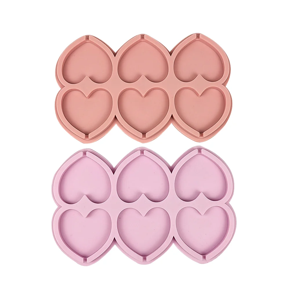 Silicone Eco-Friendly Candy Mold Six Connected Round Sheet Six Holes Heart Size Star Shape Russian Lollipop